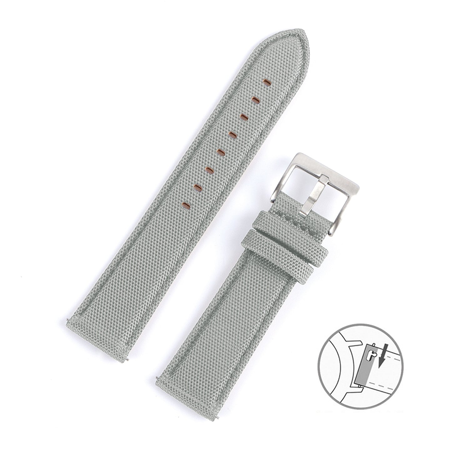 Premium Canvas Two Piece Universal Watch Strap - Grey / 20mm / 22mm