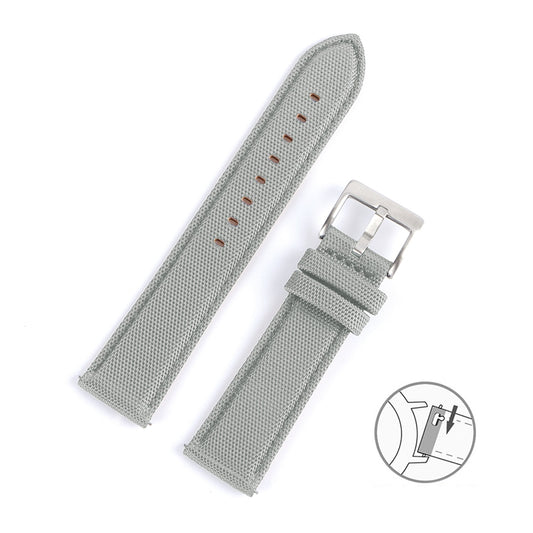 Premium Canvas Two Piece Universal Watch Strap - Grey / 20mm / 22mm